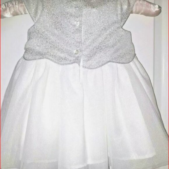 Toddler Formal Dress Girls Sz 6 to9  months White Silver Shimmer by George Girls - Picture 4 of 4